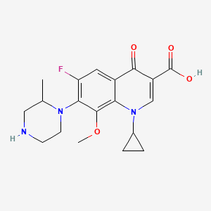 molecular formula C19H22FN3O4 B601363 1-Cyclopropyl-6-fluoro-8-methoxy-7-(2-methylpiperazin-1-YL)-4-oxo-1,4-dihydroquinoline-3-carboxylic acid CAS No. 1029364-65-5
