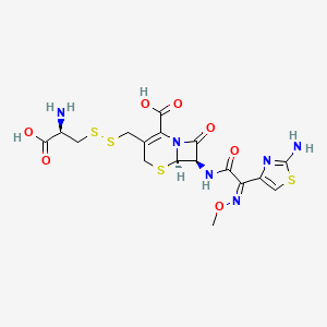 molecular formula C17H20N6O7S4 B601398 (6R,7R)-3-({[(2R)-2-氨基-2-羧乙基]二硫键}甲基)-7-{[(2Z)-2-(2-氨基-1,3-噻唑-4-基)-2-(甲氧基亚氨基)乙酰]氨基}-8-氧代-5-硫代-1-氮杂双环[4.2.0]辛-2-烯-2-羧酸 CAS No. 158039-15-7