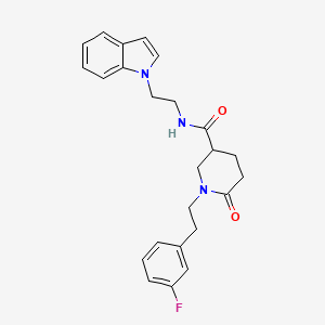 1-[2-(3-fluorophenyl)ethyl]-N-[2-(1H-indol-1-yl)ethyl]-6-oxo-3-piperidinecarboxamide