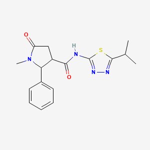 1-methyl-5-oxo-2-phenyl-N-[(2E)-5-(propan-2-yl)-1,3,4-thiadiazol-2(3H)-ylidene]pyrrolidine-3-carboxamide