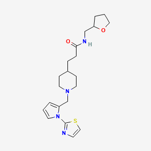 molecular formula C21H30N4O2S B6014823 N-(tetrahydro-2-furanylmethyl)-3-(1-{[1-(1,3-thiazol-2-yl)-1H-pyrrol-2-yl]methyl}-4-piperidinyl)propanamide 