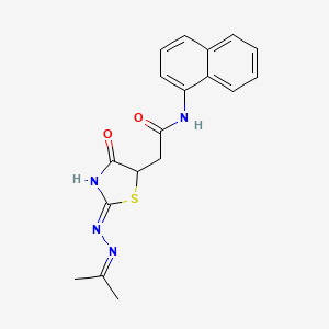 N-naphthalen-1-yl-2-[(2Z)-4-oxo-2-(propan-2-ylidenehydrazinylidene)-1,3-thiazolidin-5-yl]acetamide