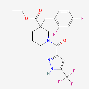 ethyl 3-[(2,4-difluorophenyl)methyl]-1-[5-(trifluoromethyl)-1H-pyrazole-3-carbonyl]piperidine-3-carboxylate