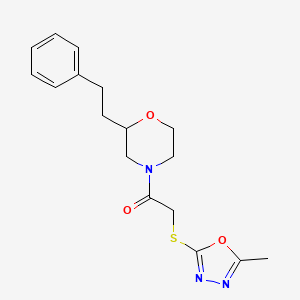 2-[(5-methyl-1,3,4-oxadiazol-2-yl)sulfanyl]-1-[2-(2-phenylethyl)morpholin-4-yl]ethanone