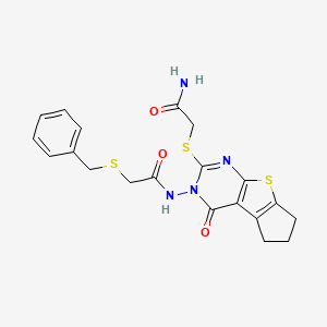 N-[2-[(2-amino-2-oxoethyl)thio]-4-oxo-6,7-dihydro-4H-cyclopenta[4,5]thieno[2,3-d]pyrimidin-3(5H)-yl]-2-(benzylthio)acetamide