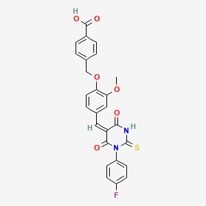 4-[(4-{[(5E)-1-(4-FLUOROPHENYL)-4,6-DIOXO-2-SULFANYLIDENE-1,3-DIAZINAN-5-YLIDENE]METHYL}-2-METHOXYPHENOXY)METHYL]BENZOIC ACID