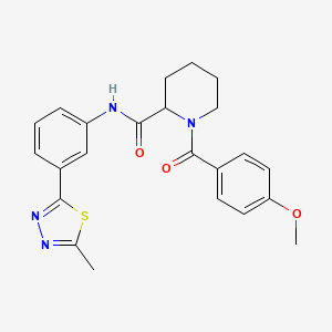 1-(4-methoxybenzoyl)-N-[3-(5-methyl-1,3,4-thiadiazol-2-yl)phenyl]-2-piperidinecarboxamide