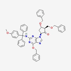 molecular formula C52H47N5O5 B601531 (2R,3S,5S)-3-(Benzyloxy)-5-(6-(benzyloxy)-2-(((4-methoxyphenyl)diphenylmethyl)amino)-9H-purin-9-yl)-2-((benzyloxy)methyl)cyclopentanone CAS No. 142217-79-6