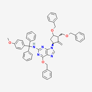 molecular formula C53H49N5O4 B601533 N-[(4-methoxyphenyl)-diphenylmethyl]-9-[(1S,3S)-2-methylidene-4-phenylmethoxy-3-(phenylmethoxymethyl)cyclopentyl]-6-phenylmethoxypurin-2-amine CAS No. 142217-80-9