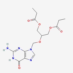 molecular formula C15H21N5O6 B601539 2-((2-Amino-6-oxo-1,6-dihydro-9H-purin-9-yl)methoxy)-propane-1,3-diyl dipropanoate CAS No. 86357-20-2