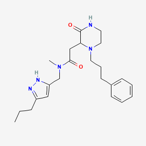 N-methyl-2-[3-oxo-1-(3-phenylpropyl)-2-piperazinyl]-N-[(5-propyl-1H-pyrazol-3-yl)methyl]acetamide