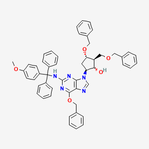 molecular formula C52H49N5O5 B601540 (1S,2S,3S,5S)-3-(benzyloxy)-5-(6-(benzyloxy)-2-(((4-methoxyphenyl)diphenylmethyl)amino)-9H-purin-9-yl)-2-((benzyloxy)methyl)cyclopentanol CAS No. 142217-78-5