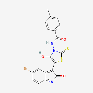 N-[(5Z)-5-(5-bromo-2-oxo-1,2-dihydro-3H-indol-3-ylidene)-4-oxo-2-thioxo-1,3-thiazolidin-3-yl]-4-methylbenzamide