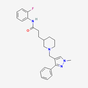 N-(2-fluorophenyl)-3-{1-[(1-methyl-3-phenyl-1H-pyrazol-4-yl)methyl]-3-piperidinyl}propanamide