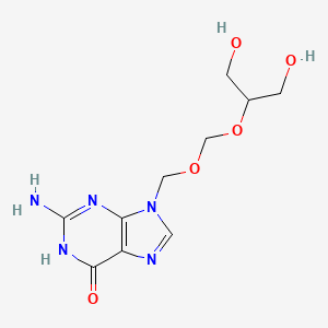 molecular formula C10H15N5O5 B601546 2-Amino-9-(((2-hydroxy-1-(hydroxymethyl)ethoxy)methoxy)methyl)-1,9-dihydro-6H-purin-6-one CAS No. 1346598-14-8