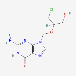 molecular formula C9H12ClN5O3 B601549 2-氨基-9-(((1RS)-2-氯-1-(羟甲基)乙氧基)甲基)-1,9-二氢-6H-嘌呤-6-酮 CAS No. 108436-36-8