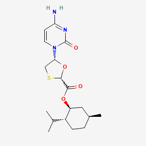 molecular formula C18H27N3O4S B601555 [(1S,2R,5S)-5-Methyl-2-propan-2-ylcyclohexyl] (2S,5R)-5-(4-amino-2-oxopyrimidin-1-yl)-1,3-oxathiolane-2-carboxylate CAS No. 147126-74-7