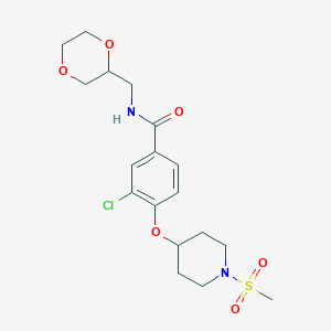 3-chloro-N-(1,4-dioxan-2-ylmethyl)-4-{[1-(methylsulfonyl)-4-piperidinyl]oxy}benzamide