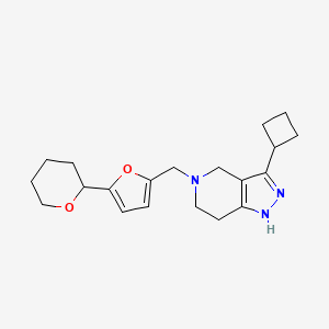 3-Cyclobutyl-5-[[5-(oxan-2-yl)furan-2-yl]methyl]-1,4,6,7-tetrahydropyrazolo[4,3-c]pyridine