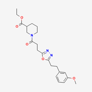 ethyl 1-(3-{5-[2-(3-methoxyphenyl)ethyl]-1,3,4-oxadiazol-2-yl}propanoyl)-3-piperidinecarboxylate