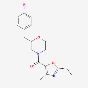 molecular formula C18H21FN2O3 B6015723 4-[(2-ethyl-4-methyl-1,3-oxazol-5-yl)carbonyl]-2-(4-fluorobenzyl)morpholine 