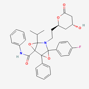 molecular formula C33H33FN2O6 B601617 4-(4-Fluorophenyl)-5-{2-[(2R,4R)-4-hydroxy-6-oxooxan-2-yl]ethyl}-N,2-diphenyl-6-(propan-2-yl)-3,7-dioxa-5-azatricyclo[4.1.0.0~2,4~]heptane-1-carboxamide CAS No. 1046118-40-4