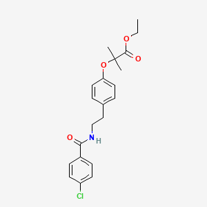 molecular formula C21H24ClNO4 B601623 Ethyl 2-[4-[2-[(4-chlorobenzoyl)amino]ethyl]phenoxy]-2-methylpropanoate CAS No. 41859-58-9