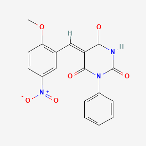 (5Z)-5-(2-methoxy-5-nitrobenzylidene)-1-phenylpyrimidine-2,4,6(1H,3H,5H)-trione