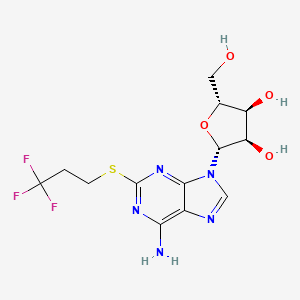 molecular formula C13H16F3N5O4S B601632 (2R,3R,4S,5R)-2-(6-氨基-2-(3,3,3-三氟丙基硫基)-9H-嘌呤-9-基)-5-(羟甲基)四氢呋喃-3,4-二醇 CAS No. 163706-51-2