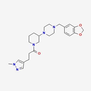 1-(1,3-benzodioxol-5-ylmethyl)-4-{1-[3-(1-methyl-1H-pyrazol-4-yl)propanoyl]-3-piperidinyl}piperazine