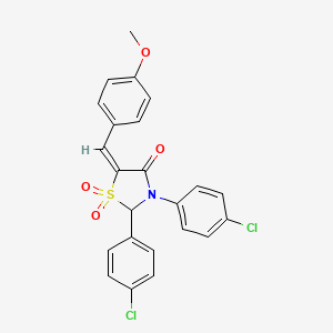 (5E)-2,3-bis(4-chlorophenyl)-5-[(4-methoxyphenyl)methylidene]-1,1-dioxo-1,3-thiazolidin-4-one