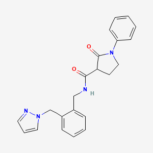 2-oxo-1-phenyl-N-[[2-(pyrazol-1-ylmethyl)phenyl]methyl]pyrrolidine-3-carboxamide