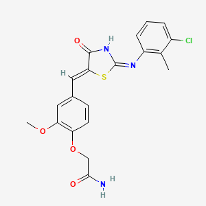 2-(4-{[2-[(3-chloro-2-methylphenyl)amino]-4-oxo-1,3-thiazol-5(4H)-ylidene]methyl}-2-methoxyphenoxy)acetamide