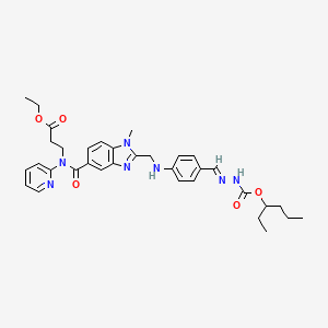 molecular formula C34H41N7O5 B601669 beta-Alanine, N-[[2-[[[4-[[[(1-ethylbutoxy)carbonyl]amino]iminomethyl]phenyl]amino]methyl]-1-methyl-1H-benzimidazol-5-yl]carbonyl]-N-2-pyridinyl-, ethyl ester CAS No. 1610758-22-9