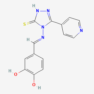 4-((E)-{[3-(4-pyridinyl)-5-sulfanyl-4H-1,2,4-triazol-4-yl]imino}methyl)-1,2-benzenediol