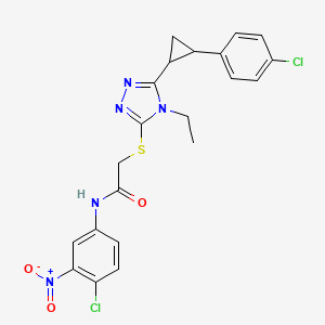 molecular formula C21H19Cl2N5O3S B6017002 N-(4-chloro-3-nitrophenyl)-2-({5-[2-(4-chlorophenyl)cyclopropyl]-4-ethyl-4H-1,2,4-triazol-3-yl}sulfanyl)acetamide 