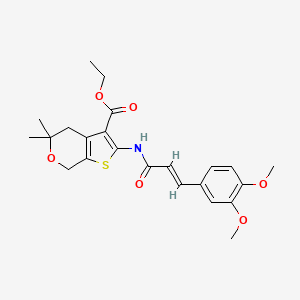 ethyl 2-{[(2E)-3-(3,4-dimethoxyphenyl)prop-2-enoyl]amino}-5,5-dimethyl-4,7-dihydro-5H-thieno[2,3-c]pyran-3-carboxylate