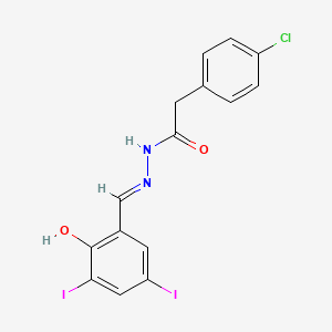 2-(4-chlorophenyl)-N-[(E)-(2-hydroxy-3,5-diiodophenyl)methylideneamino]acetamide