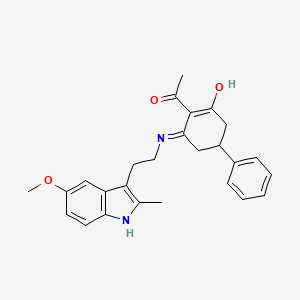 2-acetyl-3-{[2-(5-methoxy-2-methyl-1H-indol-3-yl)ethyl]amino}-5-phenylcyclohex-2-en-1-one