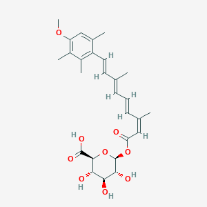 molecular formula C27H34O9 B601746 1-O-[(2Z,4E,6E,8E)-9-(4-Methoxy-2,3,6-trimethylphenyl)-3,7-dimethylnona-2,4,6,8-tetraenoyl]-beta-D-glucopyranuronic acid CAS No. 146090-81-5