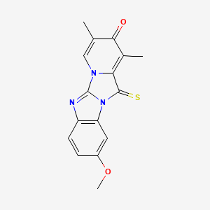 9-Methoxy-1,3-dimethyl-12-thioxopyrido(1',2':3,4)imidazo(1,2-a)benzimidazol-2(12H)-one