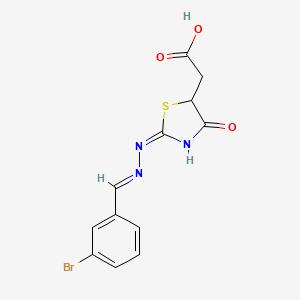 2-[(2E)-2-[(2E)-2-[(3-BROMOPHENYL)METHYLIDENE]HYDRAZIN-1-YLIDENE]-4-OXO-1,3-THIAZOLIDIN-5-YL]ACETIC ACID