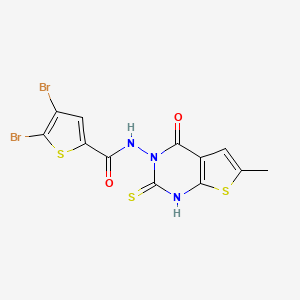 4,5-dibromo-N-(2-mercapto-6-methyl-4-oxothieno[2,3-d]pyrimidin-3(4H)-yl)-2-thiophenecarboxamide