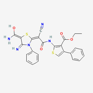 ethyl 2-{[[4-amino-5-(aminocarbonyl)-3-phenyl-1,3-thiazol-2(3H)-ylidene](cyano)acetyl]amino}-4-phenyl-3-thiophenecarboxylate