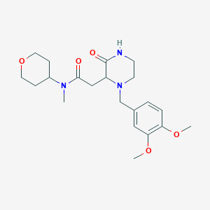 molecular formula C21H31N3O5 B6018424 2-[1-(3,4-dimethoxybenzyl)-3-oxo-2-piperazinyl]-N-methyl-N-(tetrahydro-2H-pyran-4-yl)acetamide 