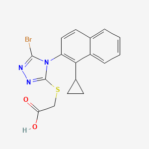 molecular formula C17H14BrN3O2S B601855 2-[[5-溴-4-(1-环丙基萘-2-基)-1,2,4-三唑-3-基]硫基]乙酸 CAS No. 1533519-94-6