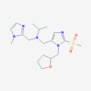 molecular formula C18H29N5O3S B6018556 N-[(1-methyl-1H-imidazol-2-yl)methyl]-N-{[2-(methylsulfonyl)-1-(tetrahydro-2-furanylmethyl)-1H-imidazol-5-yl]methyl}-2-propanamine 