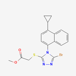molecular formula C18H16BrN3O2S B601856 Methyl 2-(5-bromo-4-(4-cyclopropylnaphthalen-1-yl)-4h-1,2,4-triazol-3-ylthio)acetate CAS No. 878671-99-9