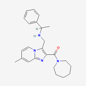 molecular formula C24H30N4O B6018582 N-{[2-(1-azepanylcarbonyl)-7-methylimidazo[1,2-a]pyridin-3-yl]methyl}-1-phenylethanamine 