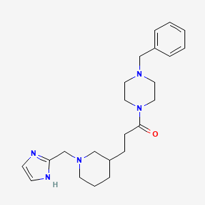 molecular formula C23H33N5O B6018586 1-benzyl-4-{3-[1-(1H-imidazol-2-ylmethyl)-3-piperidinyl]propanoyl}piperazine 